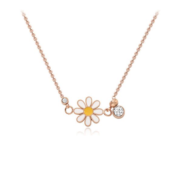 

fashion titanium steel small daisy choker necklace korean rose gold color chain necklace women gifts 2020 new, Golden;silver
