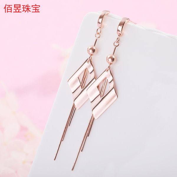 

заводские стерлингового серебра s925 кисточка серьга женщины new-серьга темперамент длинных сетей хун сянь face thin падение серьга, Golden