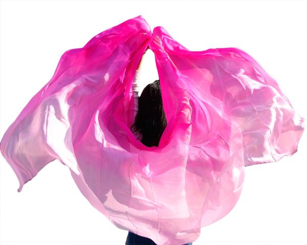 

2019 dance veils women's scarf gradient 100% silk belly dance veil size and mix color can be customized, Black;red