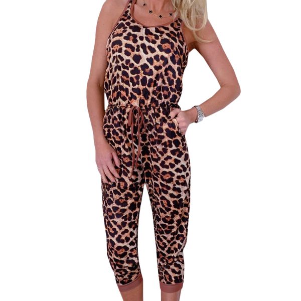 

vicabo women's jumpsuits leopard fashion summer sleeveless jumpsuit casual clothes women ladies jumpsuits #w, Black;white
