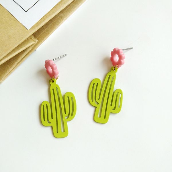 

мода растения серьги стержня женский классический красивый кактус милый романтический геометрические смолы серьги для женщин ювелирные издел, Golden;silver