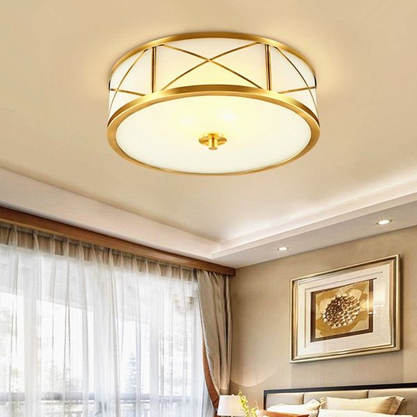 2019 2019 New Modern Led Copper Ceiling Light Round Simple Decoration Fixtures Study Dining Room Balcony Bedroom Living Room Ceiling Lamp From