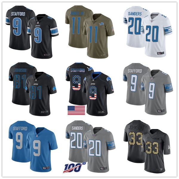 

Custom Lion Jerseys Matthew Stafford Kerryon Johnson Jarrad Davis Marvin Jones Johnson Barry Sanders Men Football Jersey
