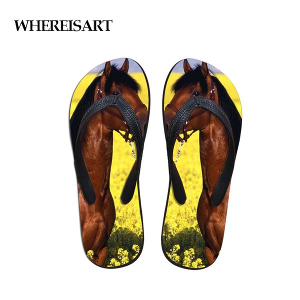 

whereisart flower horse pattern sandals slipper for man summer fashion casual beach slip on flip flops slides shoe dropshipping, Black