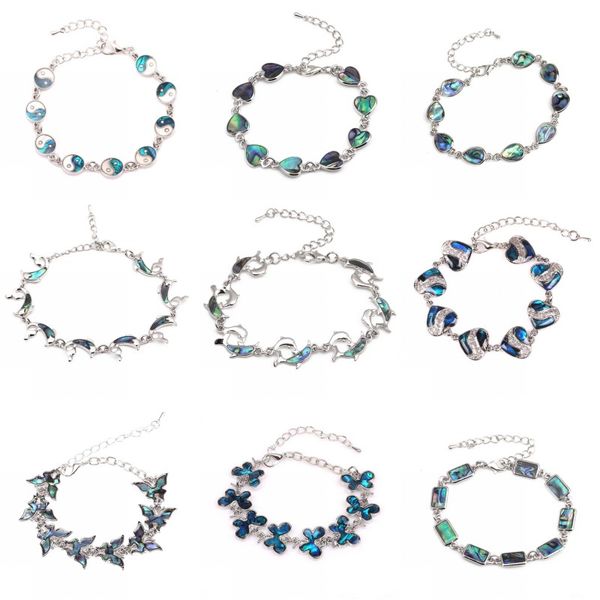 

fashion natural abalone shells bracelets for women bohemian teardrop butterfly heart bracelet girls charm jewelry gift, Golden;silver