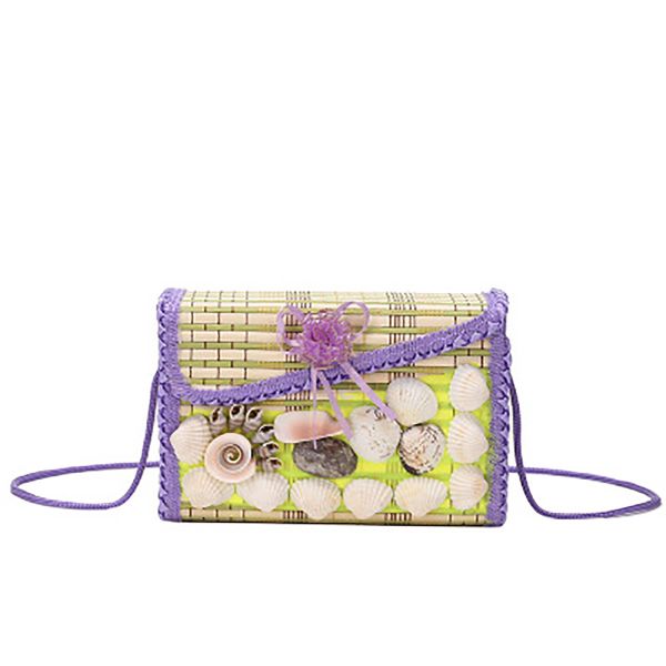 

casual shell bamboo woven box women shoulder bags designer flower crossbody messenger bag rattan summer beach straw bag purses