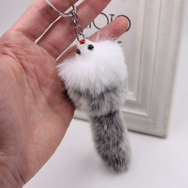 

new arrival animal keychain fur fox key chain pompom fur plush ball bag charm keychains handbag keyring car keychain color random m211y