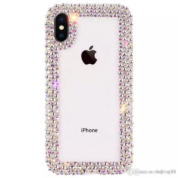 

luxury diamond designer phone cases cover coque for iphone xs max xr 6 7 8 plus case clear rhinestone glitter phone case