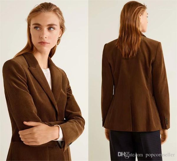 

coats winter fashion designer lapel neck brown slim suit outerwear women luxury coats vintage women corduroy, Black;brown