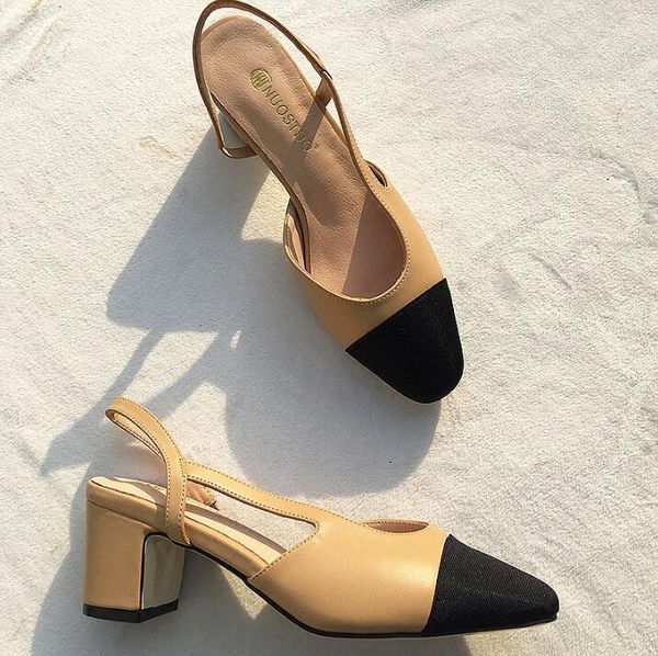

2019 summer dress mid heel square head fashion wedding party sandals casual shoes women **461 y200405, Black
