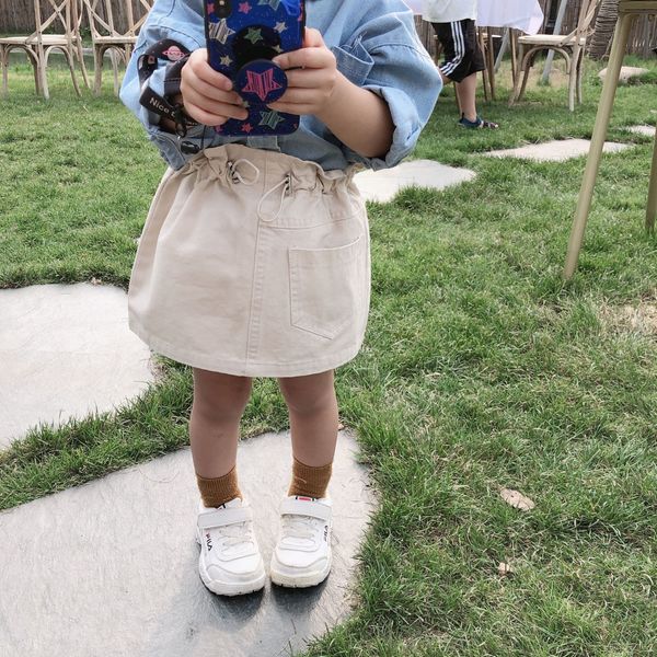 

2019 autumn girls with rope-drawn halves little children flowers bract short skirts toddler kids solid color with pockets skirt y200704