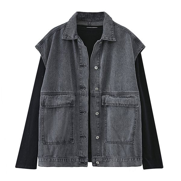 

5xl plus size men vests 2020 spring and autumn new loose men's vest denim coats, Black;white
