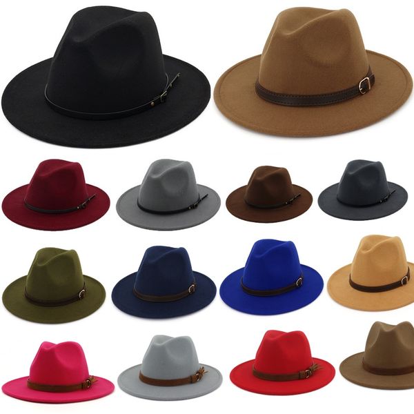 

british style hats for men women elegant fashion solid felt fedora hat band wide flat brim jazz hats stylish trilby panama caps, Blue;gray