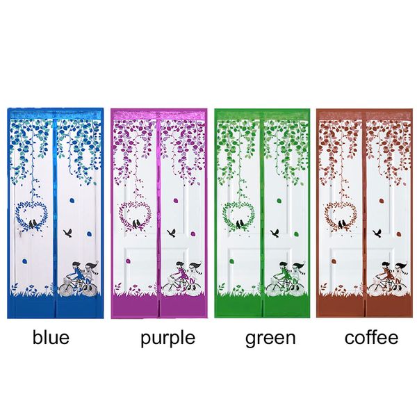 

magnetic door curtains magnet mosquito net bicycle lovers pattern soft yarn patio summer curtain anti-mosquito mesh