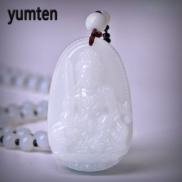 

white jade eight patron buddha pendant long necklace male and female birthstone buddhism jewelry peace of mind and healing gems, Silver