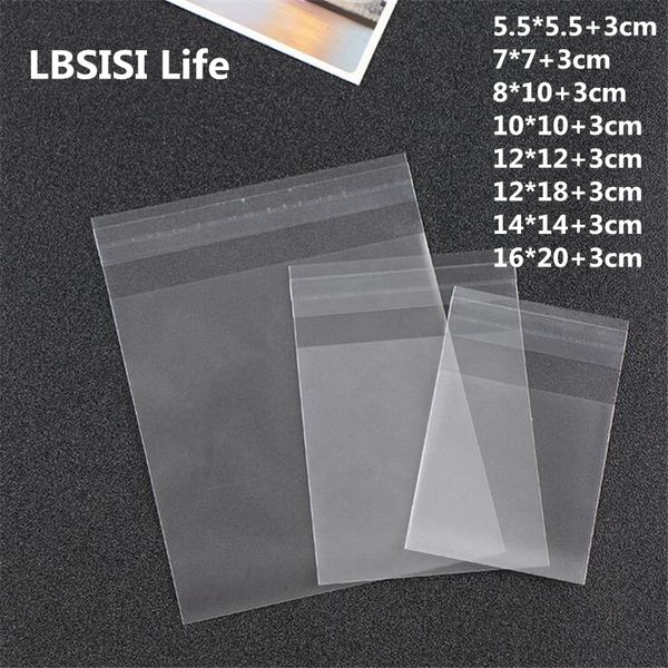 

lbsisi life 100pcs cute frosted candy cookie bags wedding birthday party soap craft self-adhesive plastic biscuit packaging bag