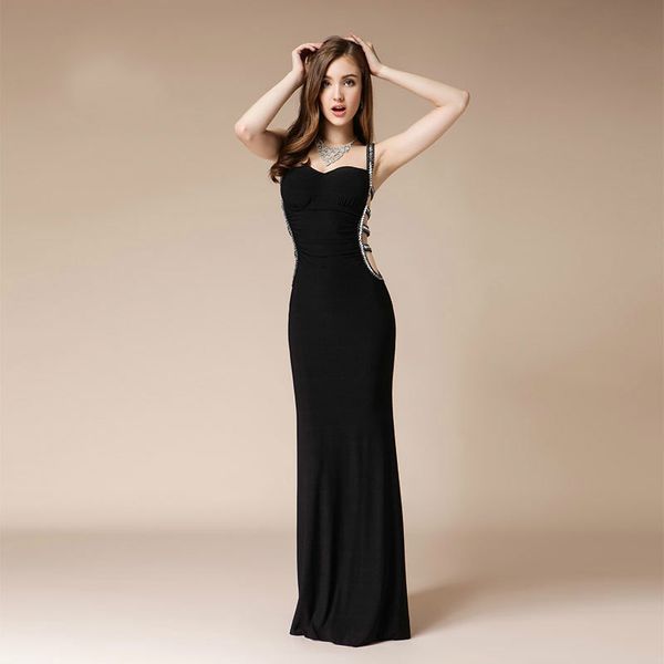 

элегантные вечерние платья дамы без рукавов чистого черного sexy backless платье женщина нового дизайн maxi полных вечерние платья для выпус, White;black
