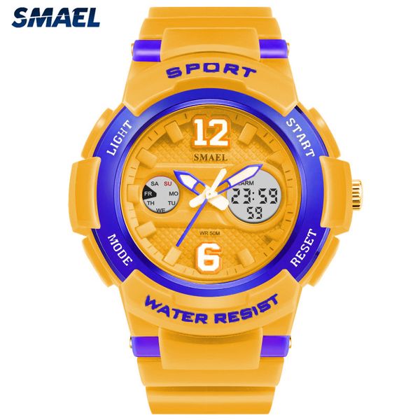 

smael analog quartz watch men waterproof colorful student women sport digital watches girl children watch mens relogio masculino, Slivery;brown