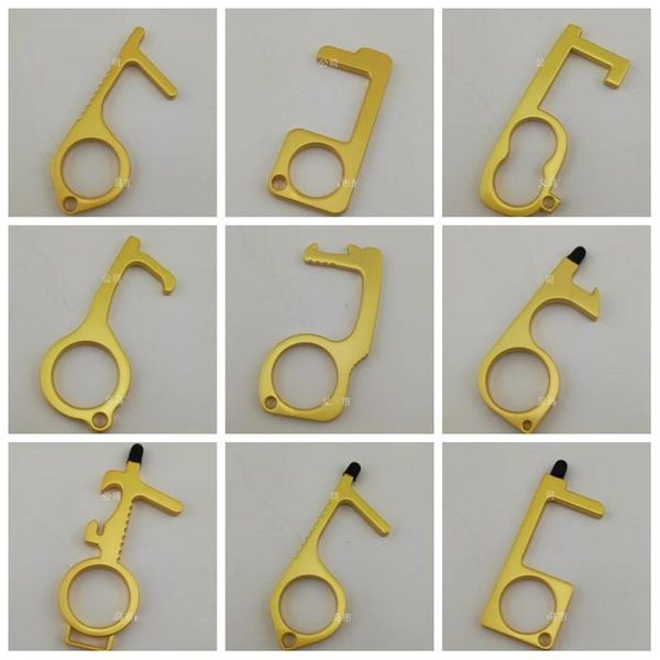 

hygiene hand held door handle opener metal alloy hollow out key shaped elevator gadget edc keychains doors openers 4 8ly e19