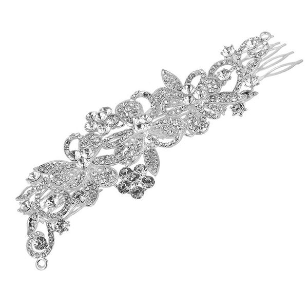 

wedding party 20x7cm hairpins beaded flower leaf headwear of bride crown diamond headwear for bride acting initiation graduation rs-204, Golden;silver