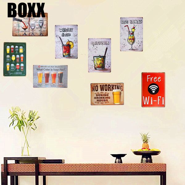 

shabby chic vintage tin sign wifi cocktail bar pub cafe wall decor retro metal decor house restaurant bar iron wall decor