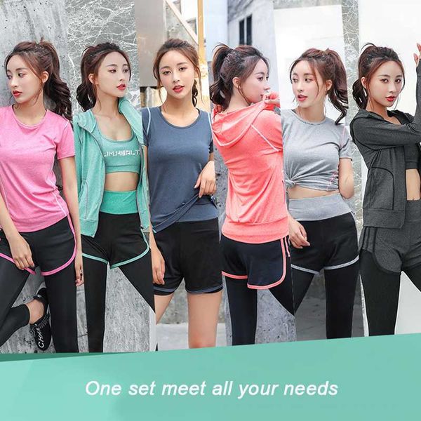 

gym clothing women's tracksuit women sportswear suit sports yoga set running 2 pieces tshirt sport bra fitness leggings, White;black