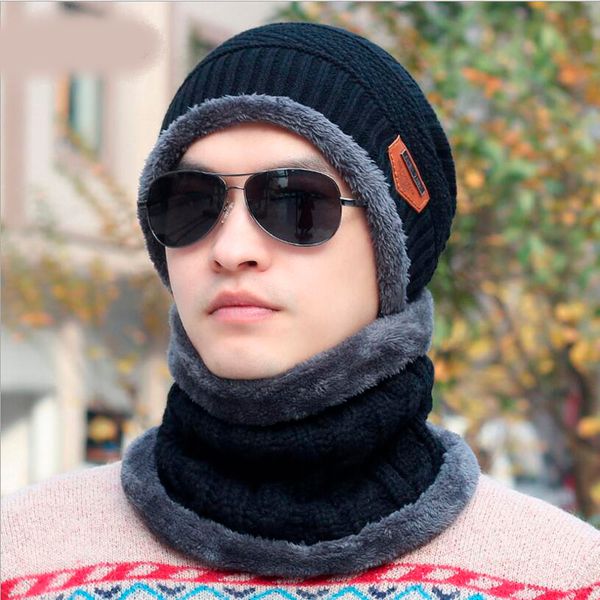 

balaclava knitted hat scarf caps neck warmer winter hats for men women skullies beanies warm fleece cap