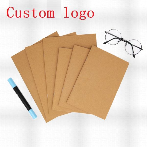 Costume logotipo de papel de couro caderno blank blank bloco de notas vintage caderno macio caderno diário memorandro kraft capa jourse caderno dlh362