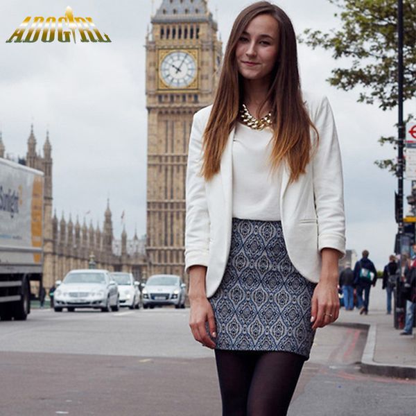 

womens blazer de mujer womens plus size xs- xxl formal office work blazers ladies jackets clothing ponte rolled sleeves blazer, White;black