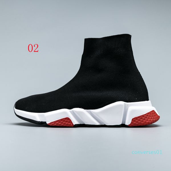 

paris speed trainers knit sock original luxury designer mens womens sneakers high casual shoes with box size 35-45 co01, Black