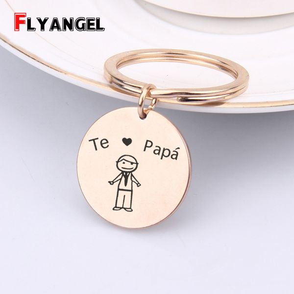 

creative papa keychain engraved stainless steel keyring fashion keyholder gift for father keytag for father's day dad, Silver