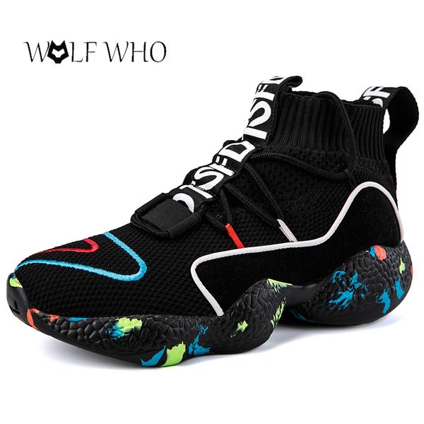 

shoes for men sneakers casual men sock shoes breathable tenis masculino adulto high man trainers zapatos hombre sapatos, Black