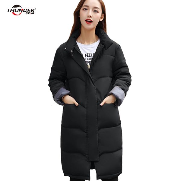 

womens fashion warm parka jacket coat streetwear stand collar winter jacket coat women casual long female autumn outerwear, Black