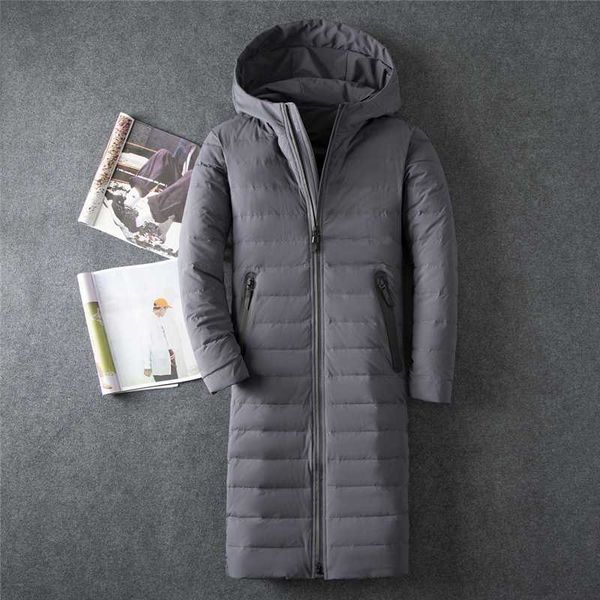 

2020 white duck down jacket men's winter coat hooded x-long down parka brand clothing russian winter jackets, Black