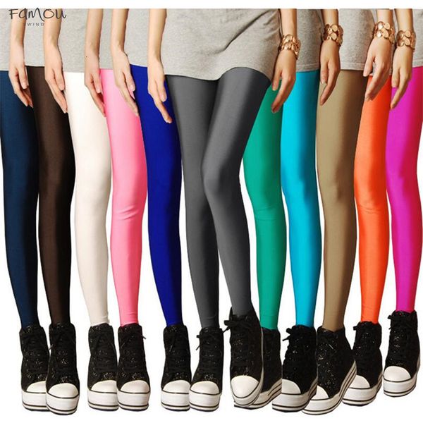 

New 2019 Spring Solid Clothing Leggings For Women High Stretched Female Legging Pants Girl Neon Leggins Plug Size