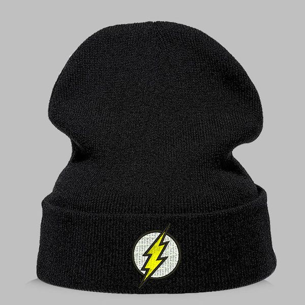 

winter hat beanies skullies knitted hat flash hero barry allen embroid knitting winter warm hip-hop cap teenager hats