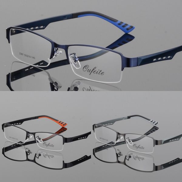 

men's business myopia half frame titanium alloy ultra light myopia glasses frame tr glasses leg, Silver