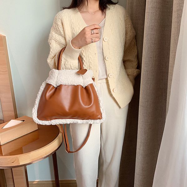 

bxx sac / 2019 fashion autumn winter luxury women's handbags designer wild plush contrast color shoulder crossbody bag zf371