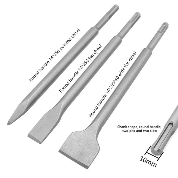 

3 pcs/set sds plus flat chisel point chisel bit impact drill hammer drill concrete wall bit hand tool for electric hammer chisel