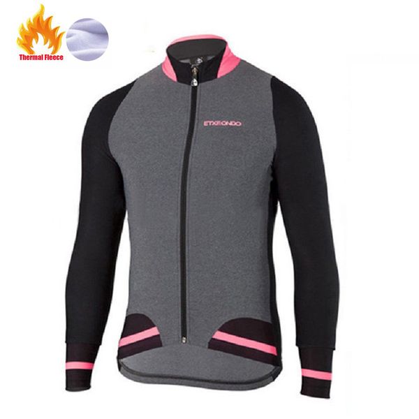 

etxeondo winter thermal fleece jacket cycling jersey long sleeve ropa ciclismo hombre bicycle wear bike clothing maillot ciclism, Black;red