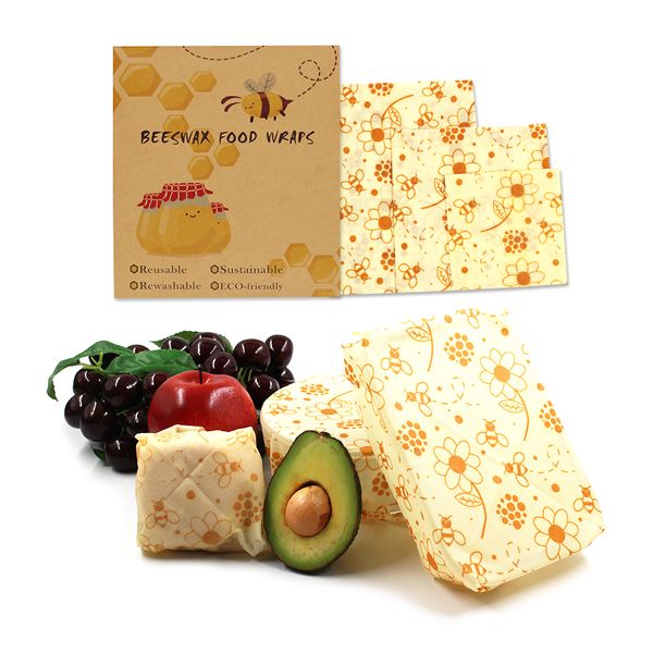 

new 3 pieces / set of environmentally friendly packaging beeswax film reusable fresh-keeping bag cover stretched packaging