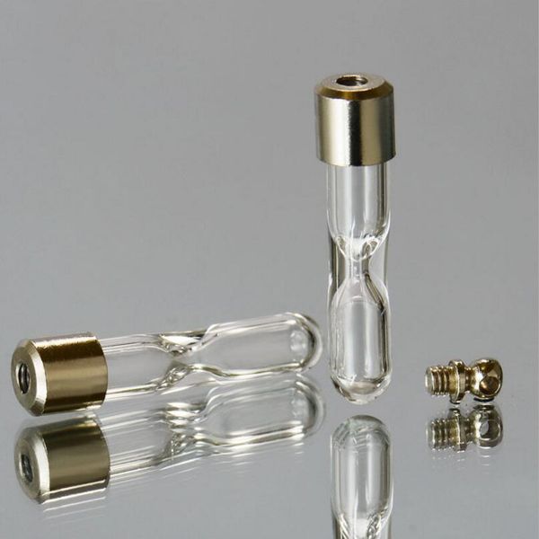 

20pieces 30*6mm hourglass screw cap glass vial pendant miniature ing bottle clear oil charm necklace pendant name or rice, Silver