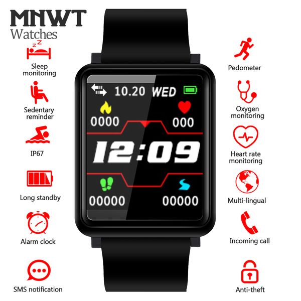

mnwt smart watch men women heart rate monitor blood pressure fitness tracker smartwatch sport bluetooth watch for ios android, Slivery;brown