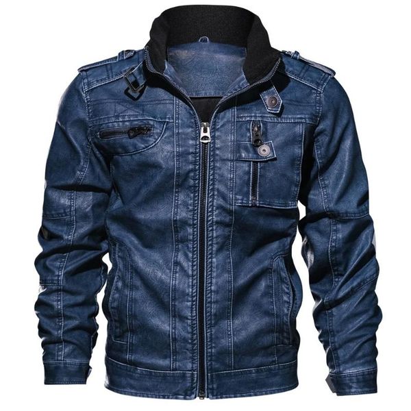 

new leather jacket men's casual coat windbreaker leather jacket, Black