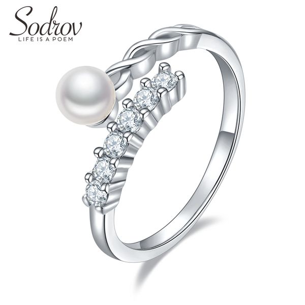 

sodrov 925 sterling silver pearls ring size resizable engagement wedding jewelry for women 925 silver jewelry rings, Golden;silver