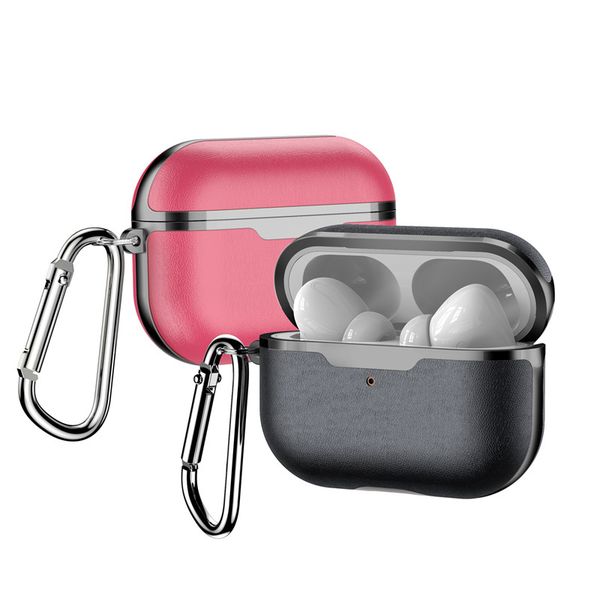 

bright gold plating case for airpods pro bluetooth earphone luxury leather headphone cover for airpods pro 3 with retail box