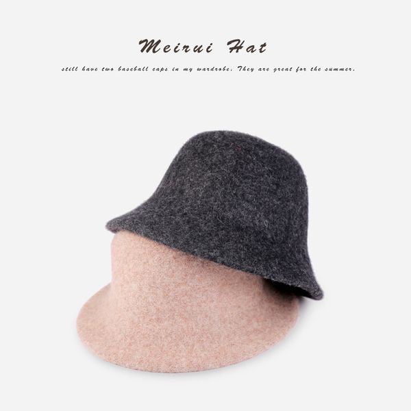 

wool bucket hat woman fisherman hat harajuku autumn sun visor keep warm hiking basin outdoor hip hop panama fashion