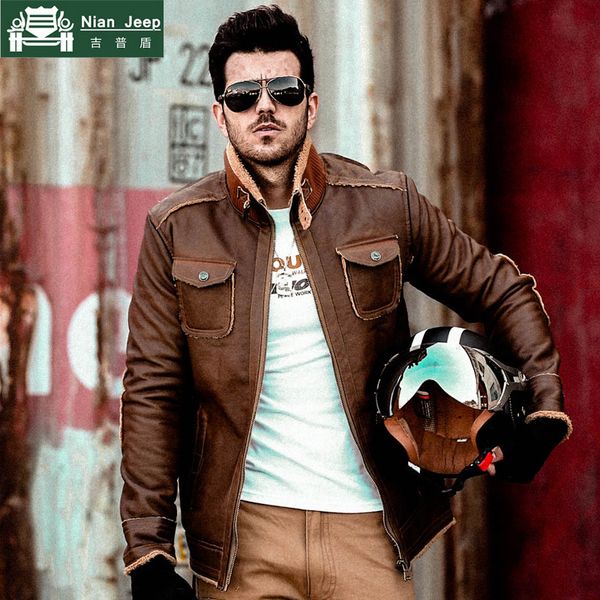 

2018 new business winter thick faux fur leather jacket men faux leather coat flocking coat high-quality homens jaqueta de couro, Black