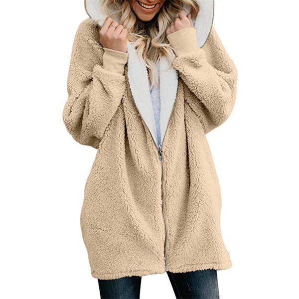 

women's jackets winter coat women cardigans ladies warm jumper fleece faux fur coat hoodie outwear manteau femme plus size 5xl, Black