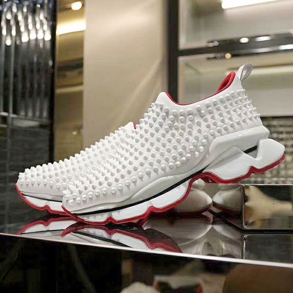 

sports shoeschanel leisure white british studded spikes flats casual shoes shoes luxury mens womens party lovers leather sneakers, Black